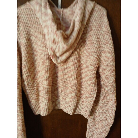 SO Goods For Life WOMENS Med  Long Sleeve Hoodie Cropped Pink/White Marle NWT - Picture 10 of 16